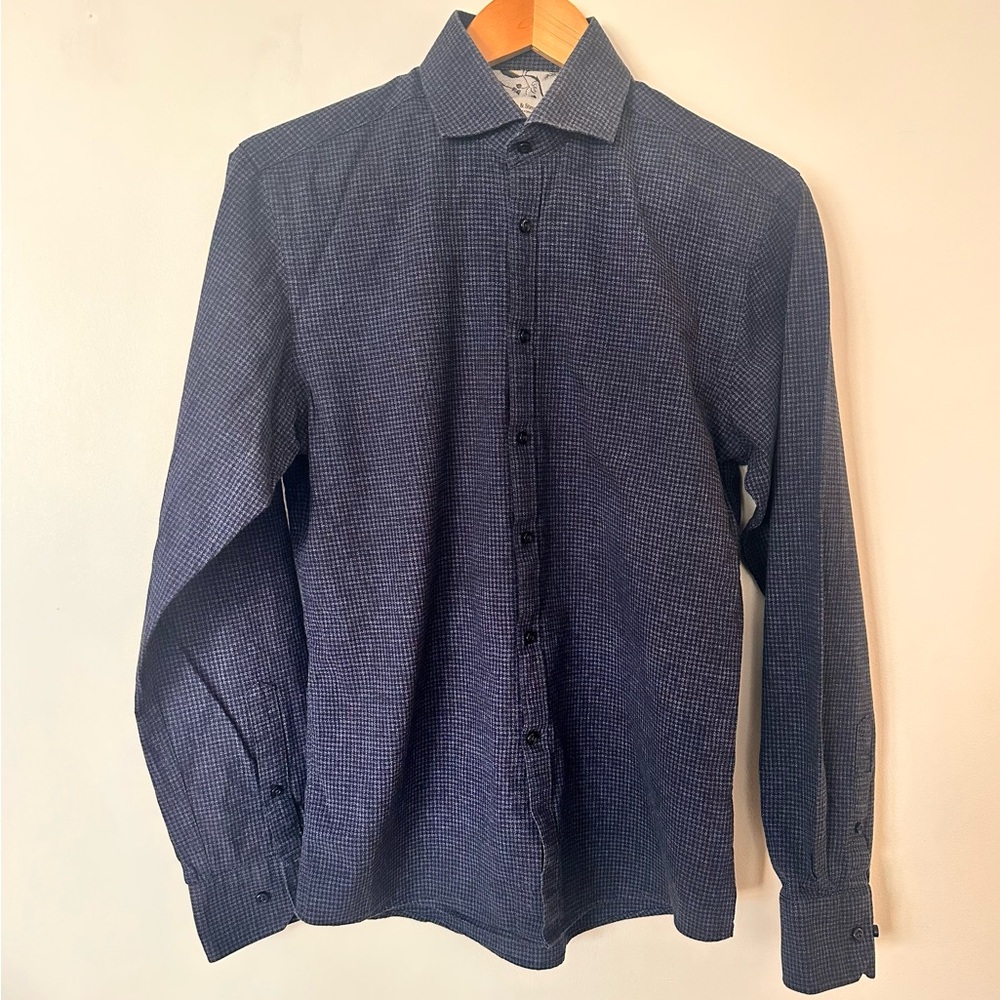 Men’s Bruun & Stengade Textured Cotton Button-Up – Medium Casual Slim